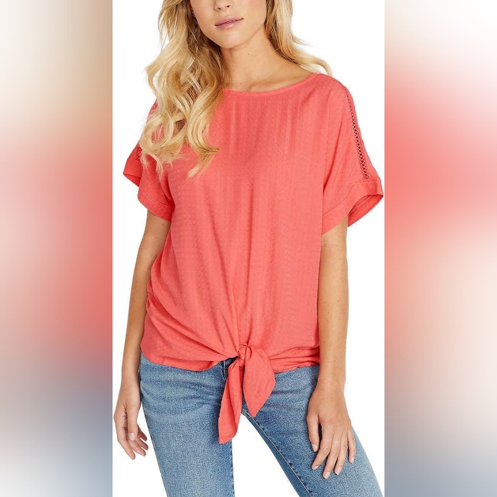 Buffalo by David Bitton Vizcose Coral tie front blouse